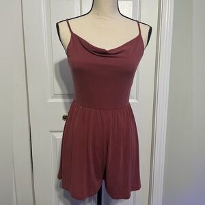 American Eagle Buttery Soft Cowl Neck Marsala Brown Pink Romper Size XS